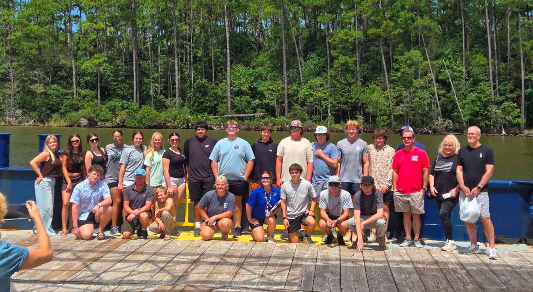 Destin High School students get a tour aboard the Maranatha II – reef deployment vessel.